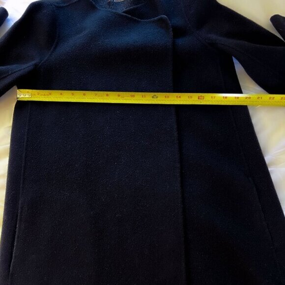 Vince Asymmetrical Draped Two-Tone Wool Coat | Charcoal Heather Grey Extra Small - Picture 14 of 16